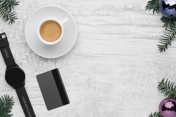 圣诞节和新年背景与圣诞装饰，媒体横幅，模型，平面设计，顶部视图图片下载