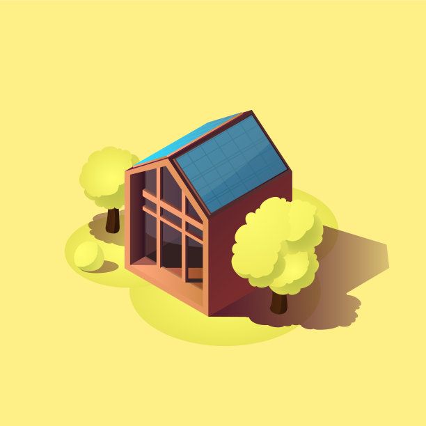 生态家居图标绿色能源现代住宅。图片下载