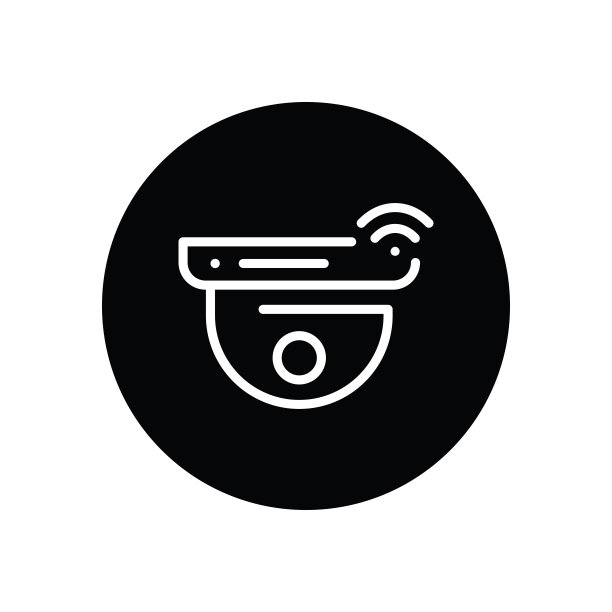 智能闭路电视摄像机字形图标隔离在白色背景图片下载