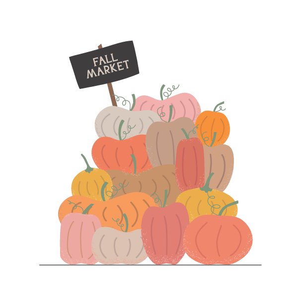 秋天的节日。一大堆出售的南瓜。简单的矢量插图丰收节旗帜，传单图片下载