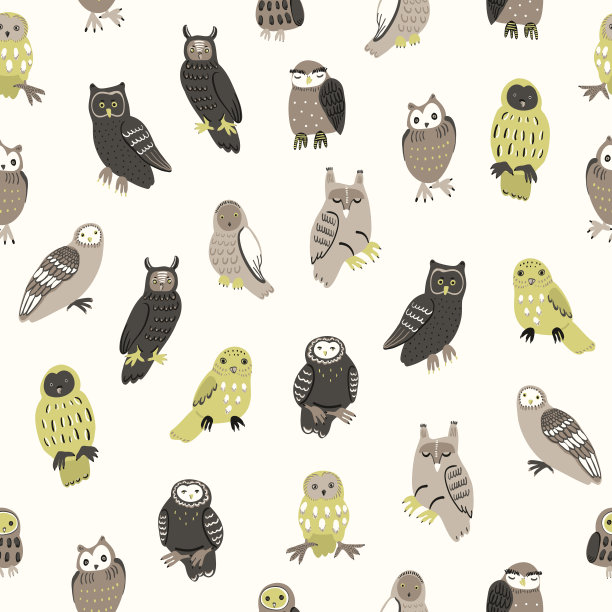 猫头鹰鸟矢量无缝模式图片下载