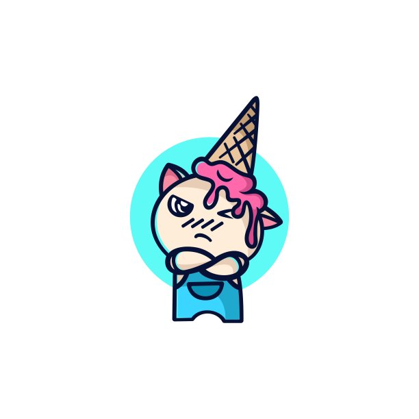 矢量插图冰淇淋猫吉祥物卡通风格。图片下载
