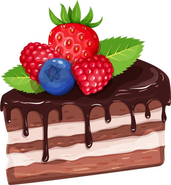 点心巧克力草莓蛋糕卡通扁平元素图片下载