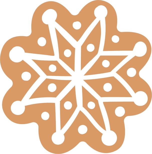 圣诞节棕色雪花雪花饼干涂鸦卡通元素素材图片