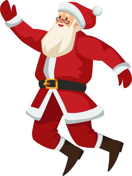 圣诞节圣诞老人开心跳起来舞蹈卡通元素素材图片