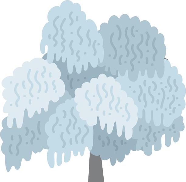 手绘插画冬季大自然植物垂柳装饰元素图片下载