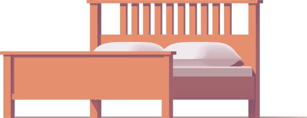 手绘插画风格住宅家具双人床扁平化元素图片下载