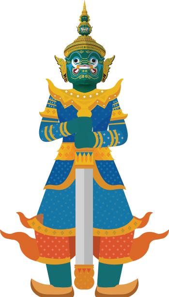 手绘插画风格泰国旅游寺庙佛像卡通元素图片下载