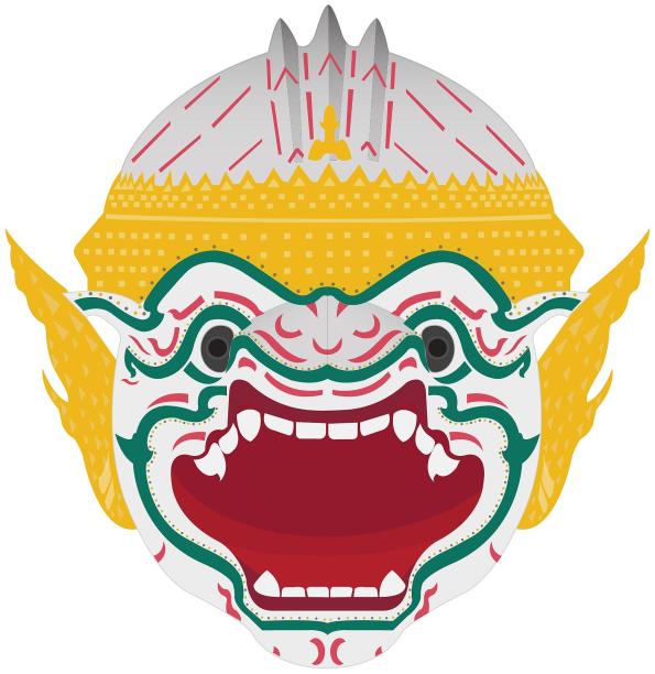 手绘插画风格泰国风情人物面具卡通元素图片下载