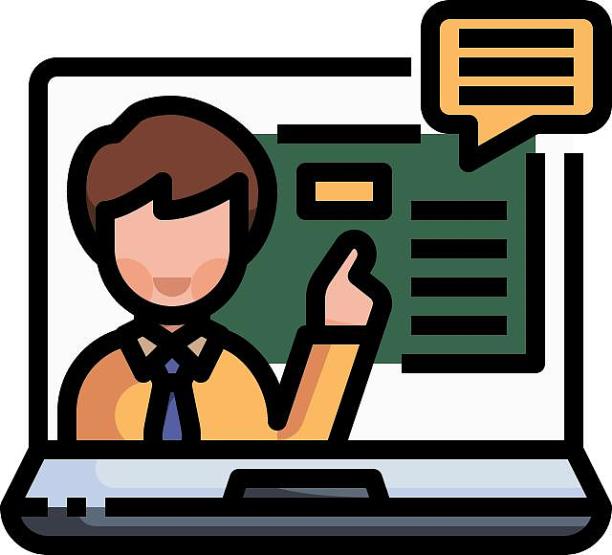 电脑网络学习云端学习彩色扁平卡通元素图片下载