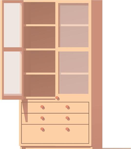 手绘插画风格住宅家具书柜储物柜扁平化元素图片下载