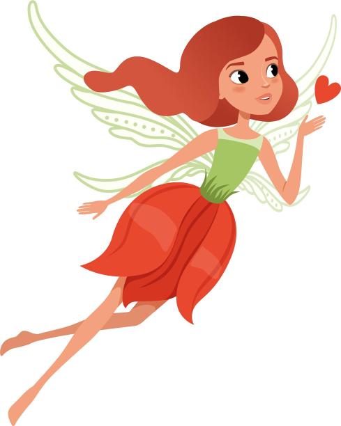 手绘插画风格人物女孩精灵仙女飞吻卡通元素图片下载