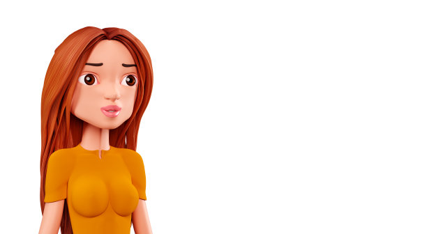 一个美丽的3d女人的肖像。可爱的卡通时尚年轻女子。卡通人物，3d渲染孤立在白色背景上。广告插图，美容院概念。图片下载