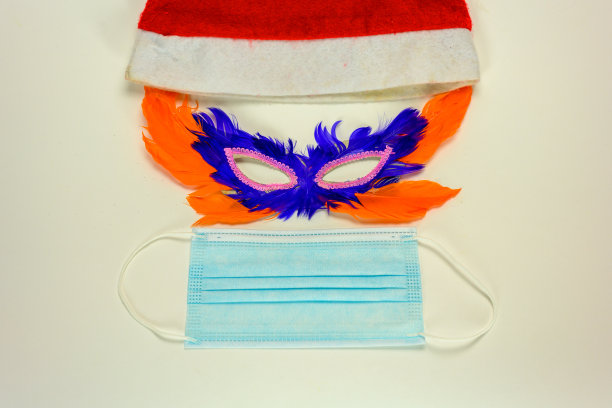 圣诞帽、狂欢节面膜、抗菌面膜。图片下载
