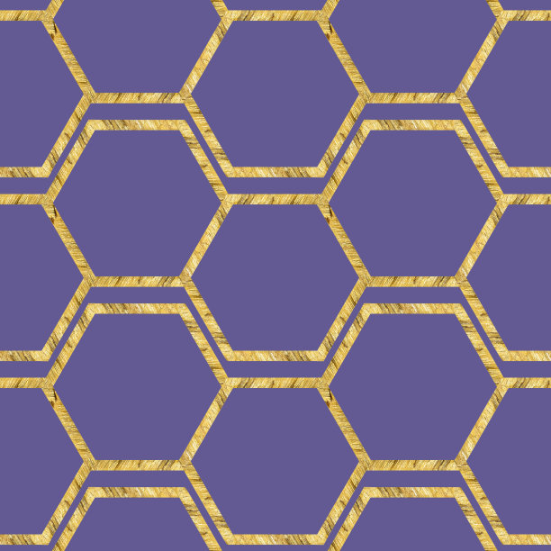 六边形无缝纹理。镶嵌,镶嵌。彩色玻璃风格的插图。装饰艺术风格。无缝混沌六边形图案。用于墙纸、纺织品印花、瓷砖。金色的六边形图片下载