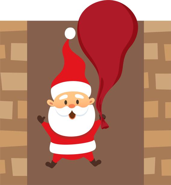 圣诞节开心可爱派礼物圣诞老人彩色卡通扁平元素素材图片