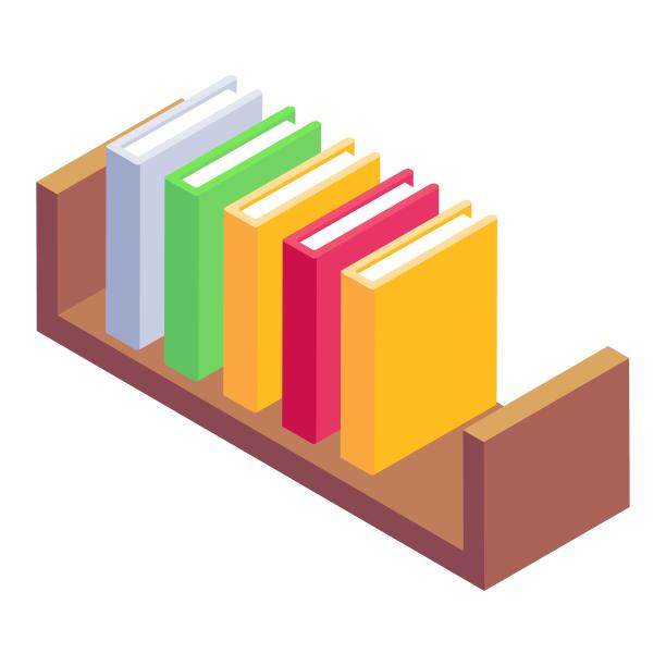 2.5D书本书架书柜办公用品立体扁平卡通元素图片下载