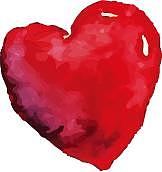 墨迹墨点水墨红色爱心心形手绘涂鸦元素图片下载