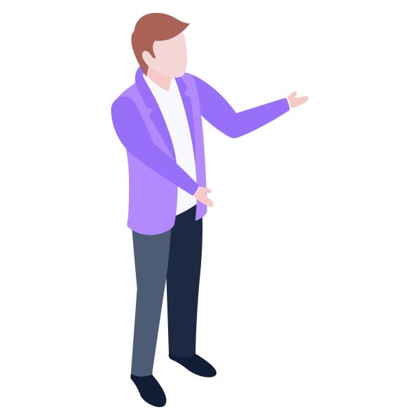 2.5D商务讲解分析立体扁平卡通元素图片下载