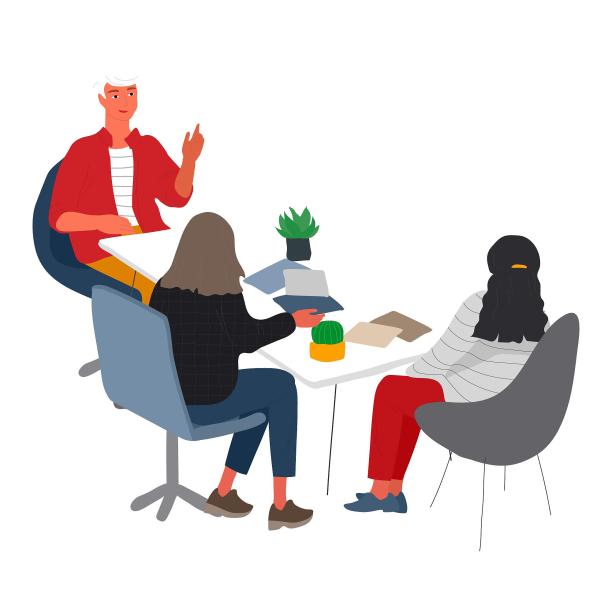 办公室沟通讨论工作人物场景扁平元素图片下载