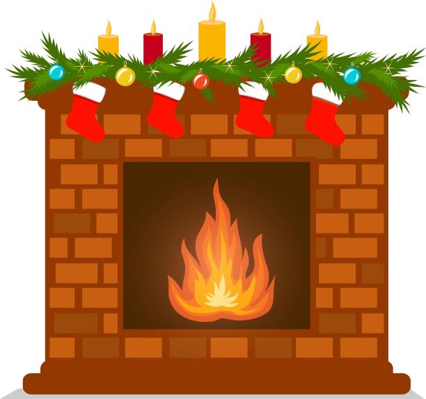 圣诞节圣诞取暖圣诞袜火炉蜡烛卡通元素图片下载