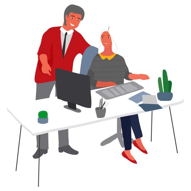 指导沟通讨论工作人物场景扁平元素图片下载
