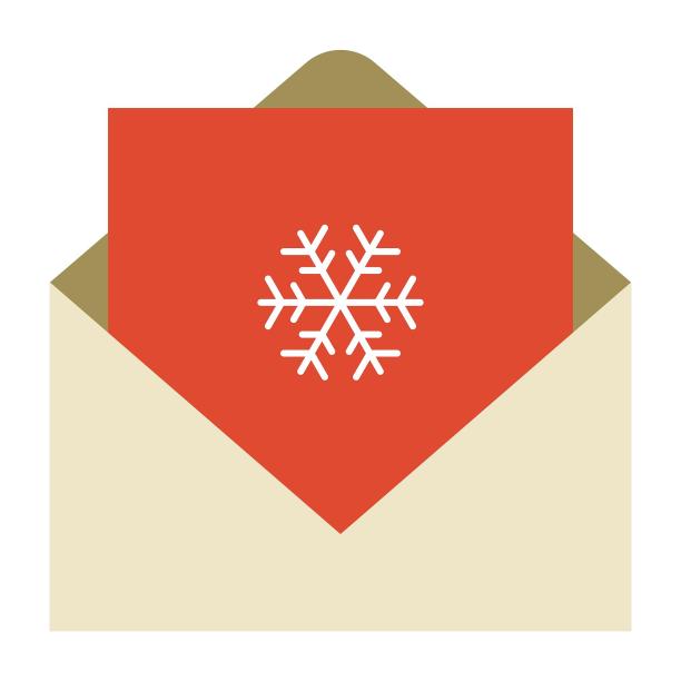 圣诞节圣诞信封信件雪花卡通扁平元素图片下载