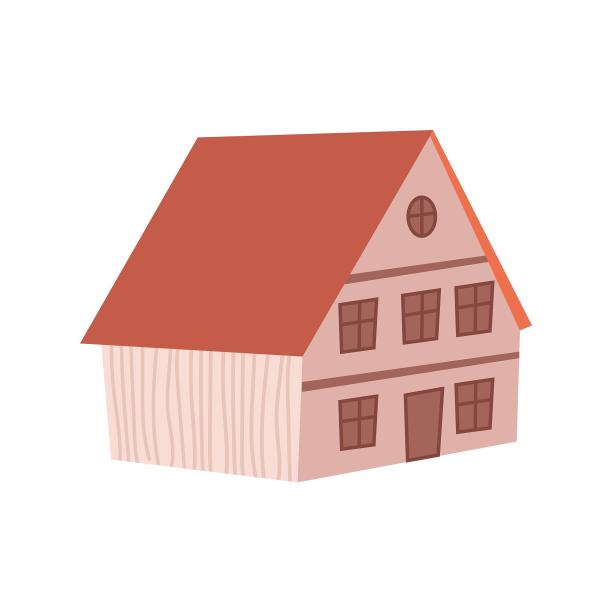 手绘户外房子房屋建筑扁平卡通元素图片下载