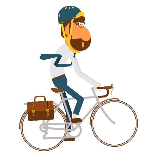 骑车上班骑行脚踏车自行车扁平元素图片下载