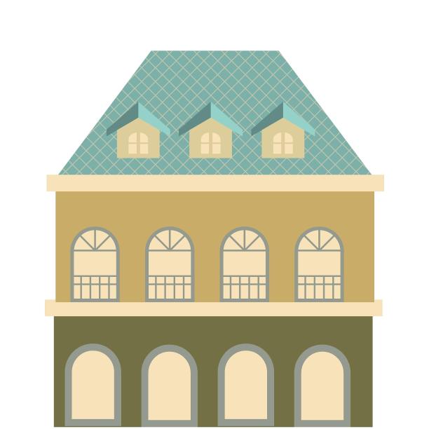 扁平彩色楼房房屋建筑手绘元素图片下载