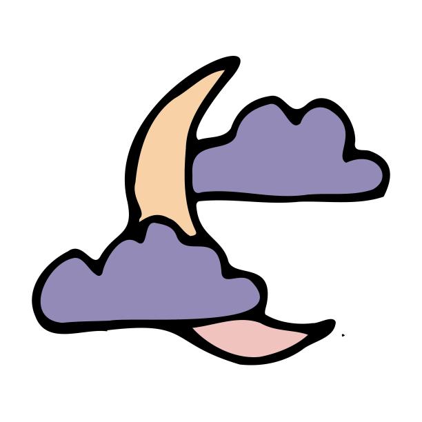 万圣节月亮云朵涂鸦手绘卡通元素图片下载