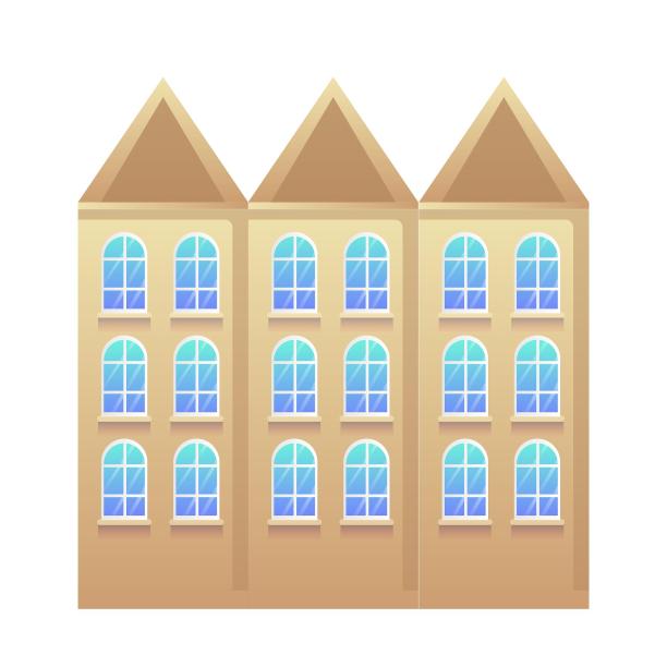 房子建筑楼群卡通扁平元素图片下载