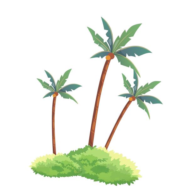 绿色椰子树草卡通扁平元素图片下载