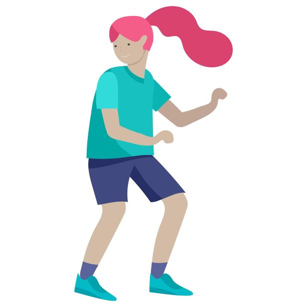 卡通打太极女生扁平元素图片下载