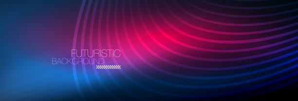 暗抽象背景与发光的霓虹灯圈图片下载