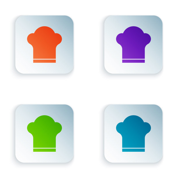 彩色厨师帽图标孤立在白色背景图片下载