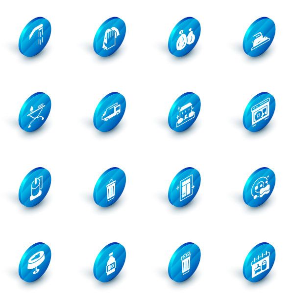 设置清洁服务、垃圾袋、电熨斗图片下载