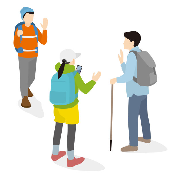 三个人一起爬山的插图图片下载