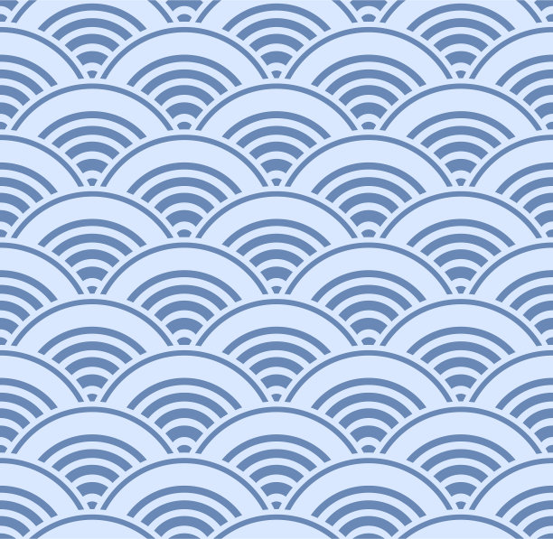 日本圆扇形波矢量无缝图案图片下载
