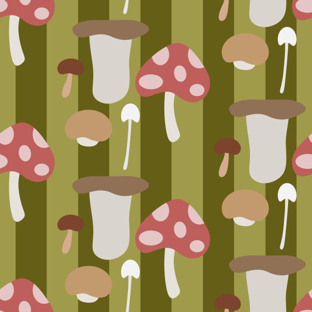 复古蘑菇无缝图案图片下载