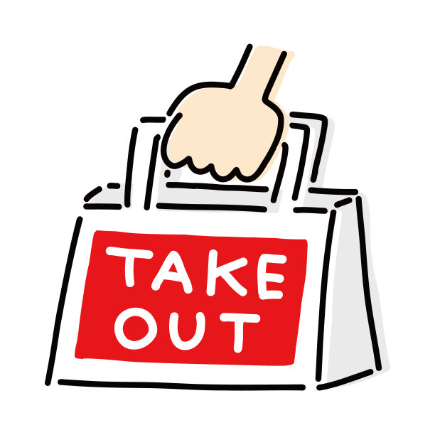 “外卖”图标风格矢量插图图片下载