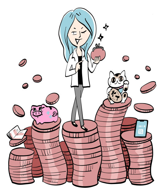 一个微笑着攒钱的女人图片下载