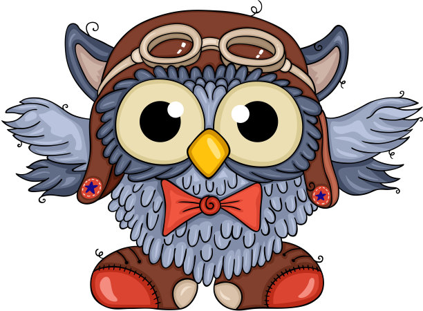 带着飞行员帽的有趣的飞行员猫头鹰图片下载