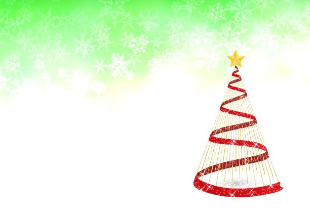 绿色圣诞背景与圣诞树和雪图片下载