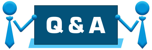 问和答-问题和答案横幅符号左，右，蓝色图片下载