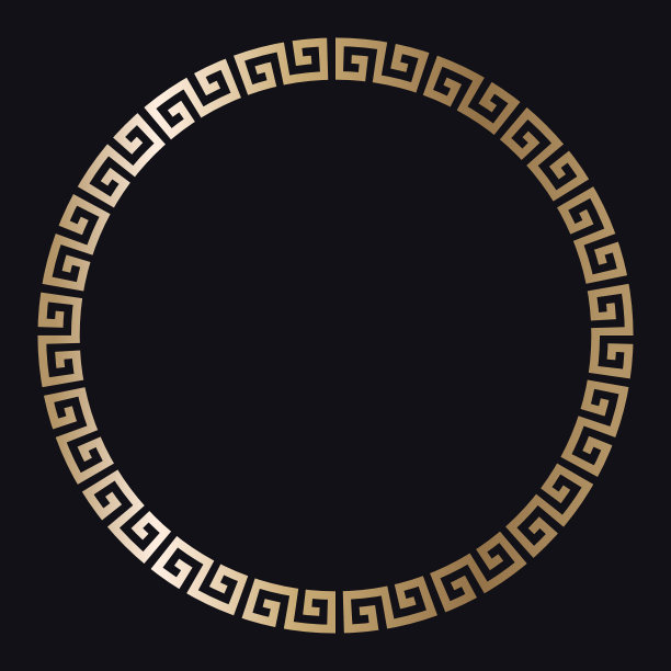 希腊金色框架上的黑色背景，矢量图片下载