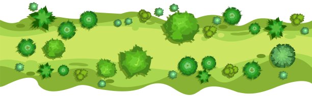 美丽的夏天风景与树木。从以上观点。平面风格的水平插图。从上面的场景。卡通设计。向量图片下载