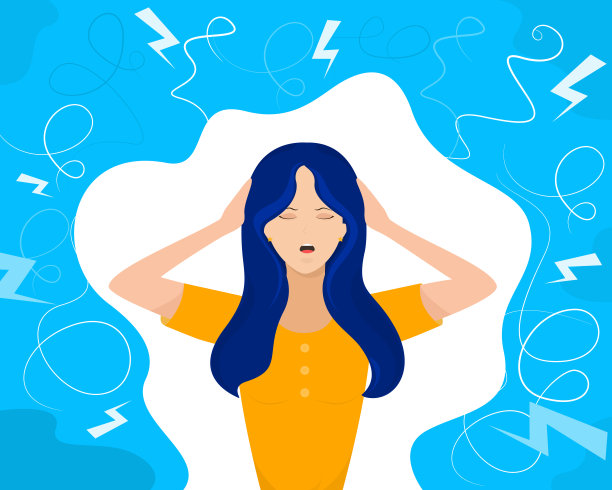 矢量海报上有个压力很大的女孩。图片下载