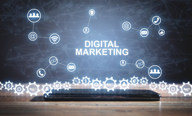 数字营销概念与智能手机。图片下载