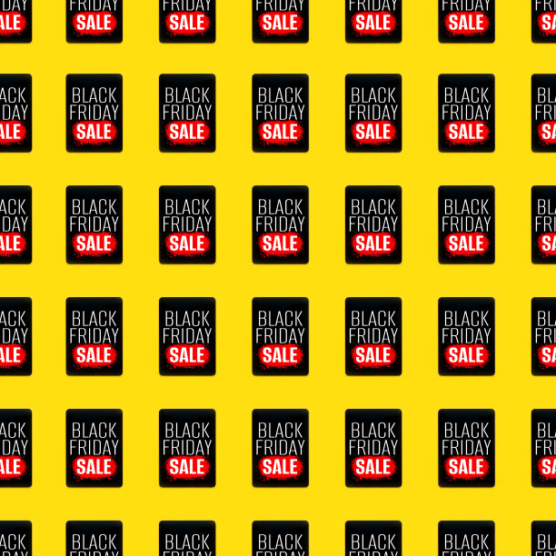 黑色星期五无缝图案标志的数字平板电脑图片下载